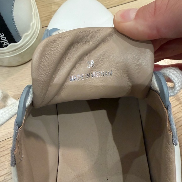 CHLOE LAUREN Leather Sneakers with Pale Blue - Picture 4 of 4